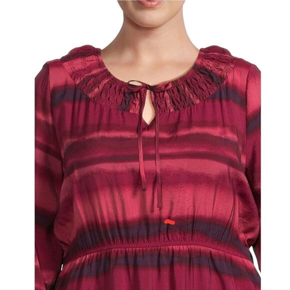 New Terra & Sky Dress Peasant Tiered Long Sleeve Maxi Tuscan Rose Plus Size - Picture 9 of 13